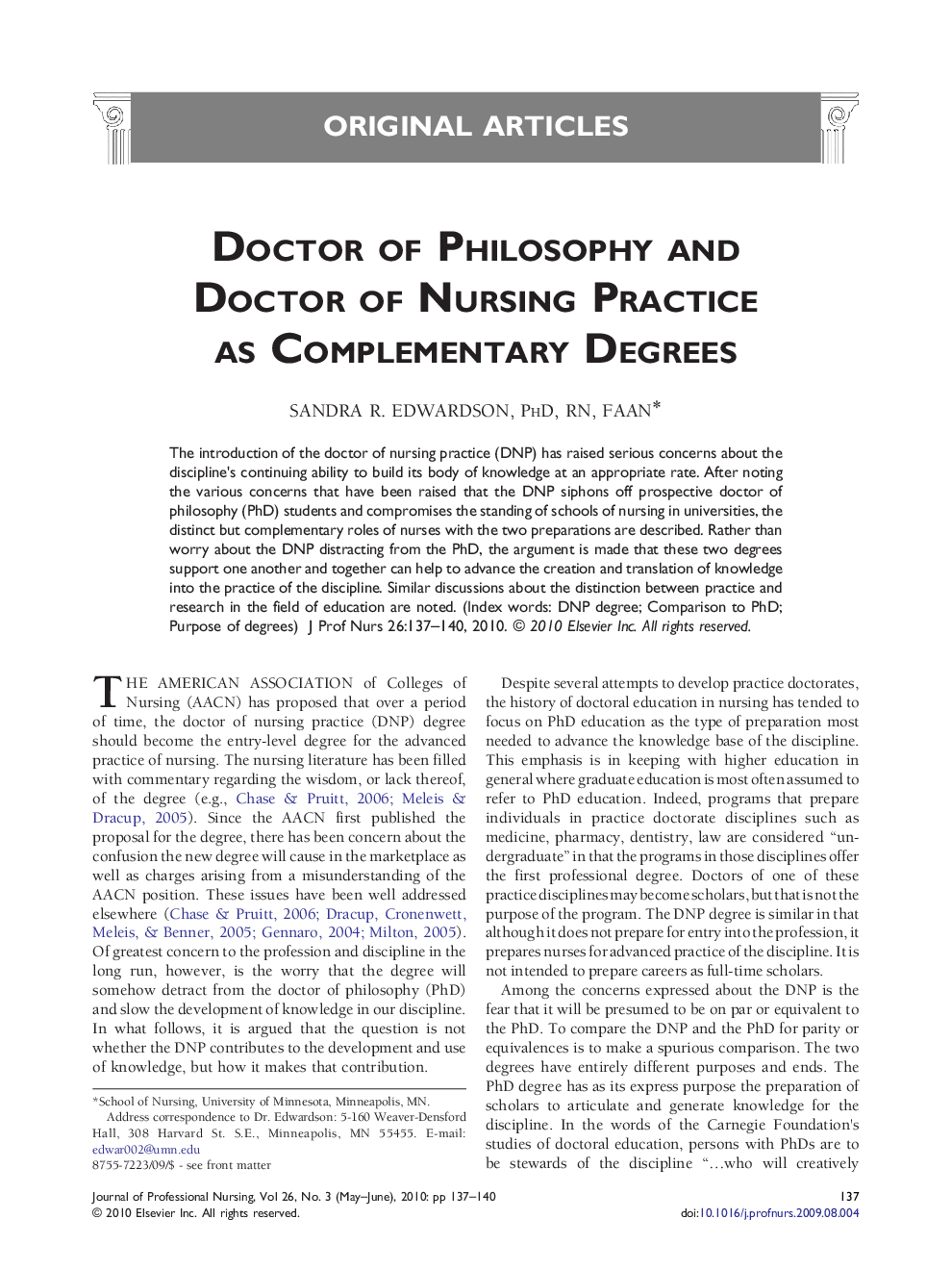 Doctor of Philosophy and Doctor of Nursing Practice as Complementary Degrees