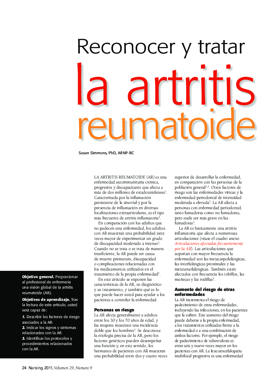 Reconocer y tratar la artritis reumatoide