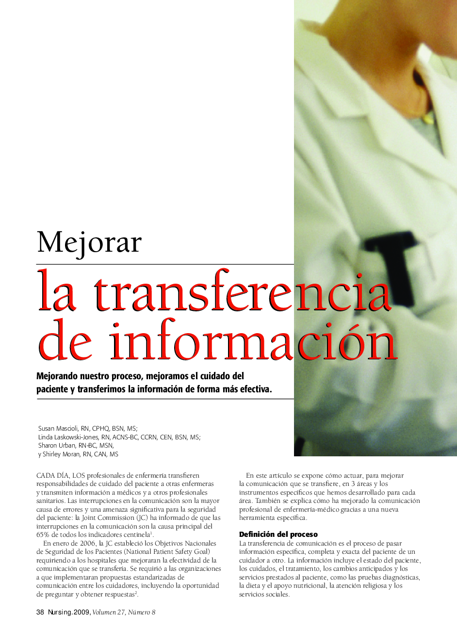 عکس صفحه اول مقاله: Mejorar la transferencia de información Mejorar la transferencia de información