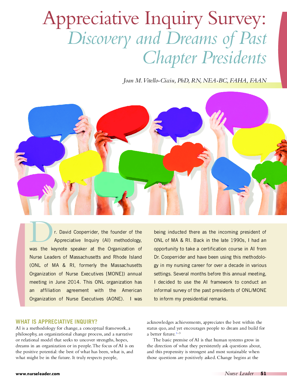 Appreciative Inquiry Survey: Discovery and Dreams of Past Chapter Presidents