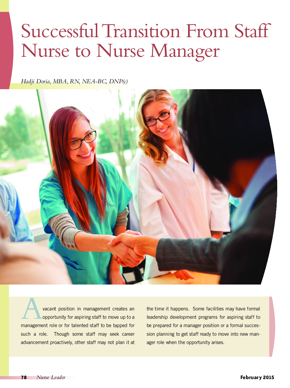 Successful Transition From Staff Nurse to Nurse Manager