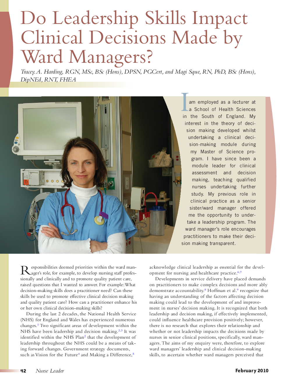 Do Leadership Skills Impact Clinical Decisions Made by Ward Managers?
