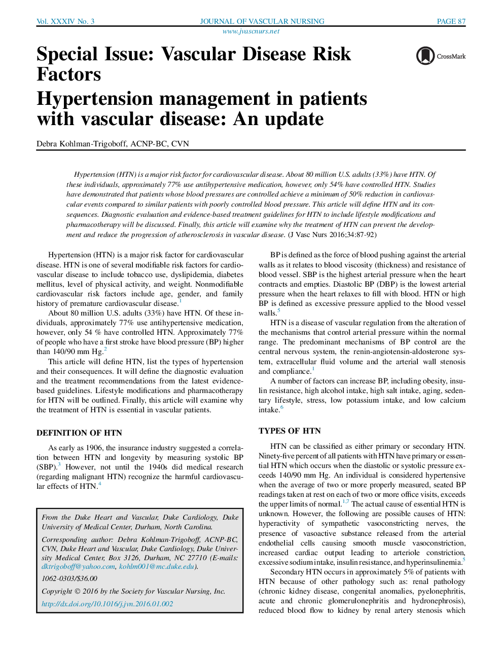 Hypertension management in patients with vascular disease: An update