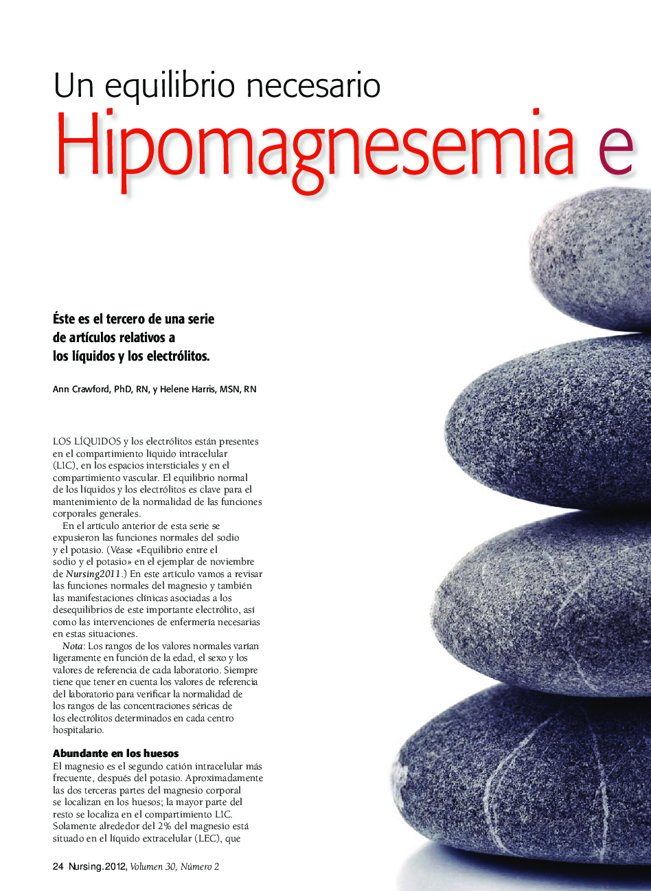 عکس صفحه اول مقاله: Un equilibrio necesario Hipomagnesemia e hipermagnesemia Un equilibrio necesario Hipomagnesemia e hipermagnesemia