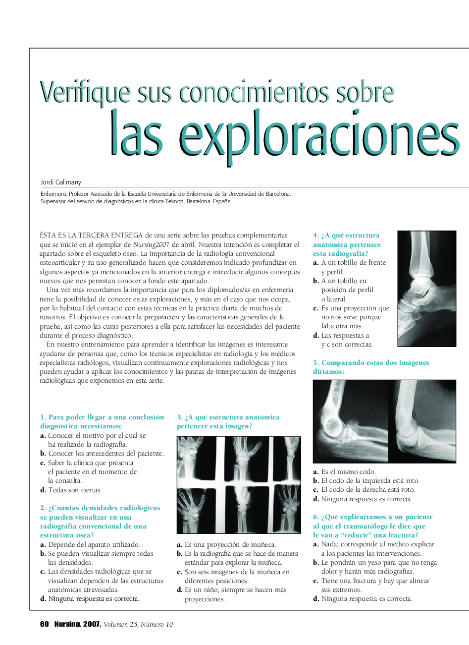 Verifique sus conocimientos sobre las exploraciones complementarias (III)