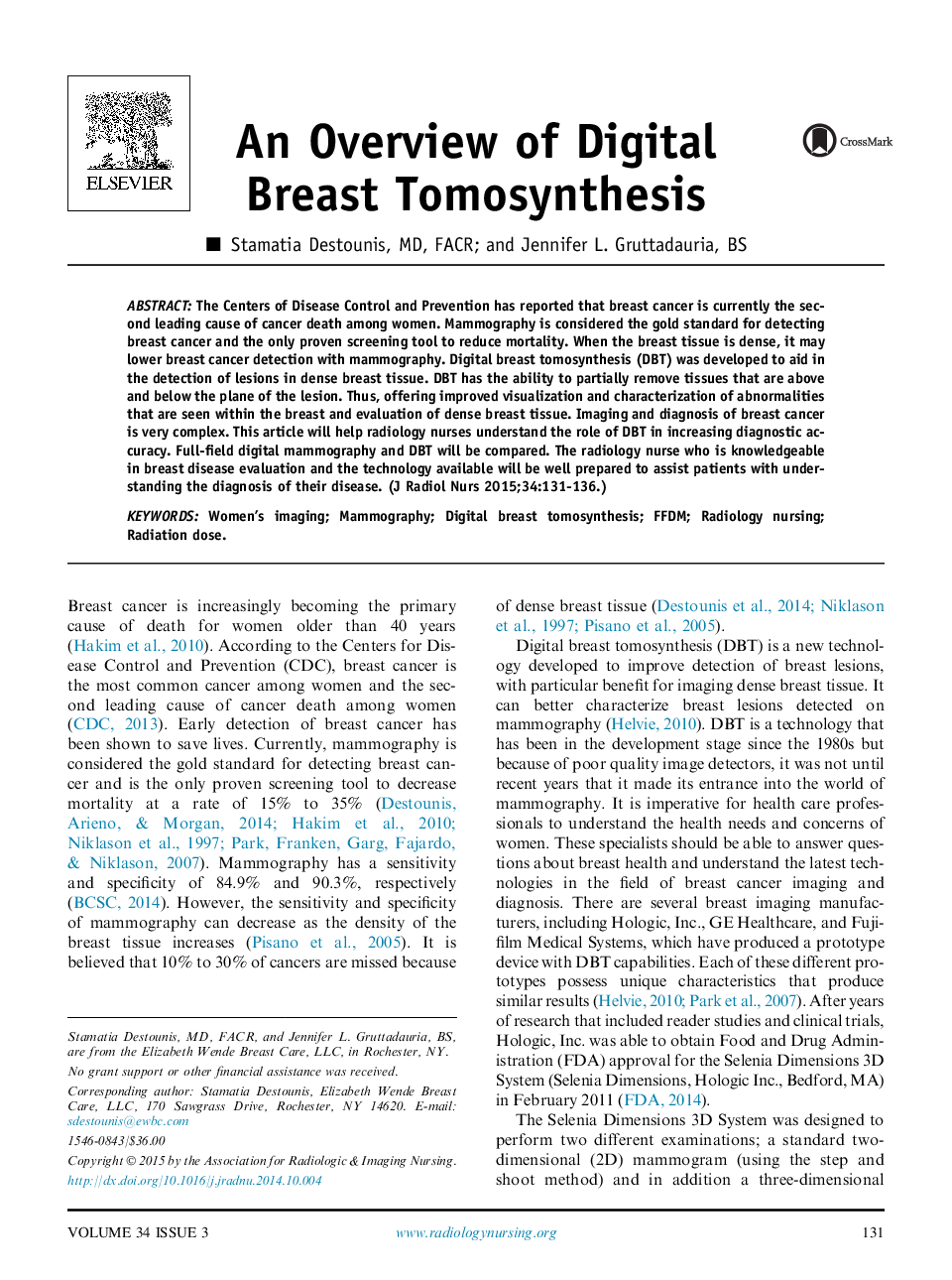 An Overview of Digital Breast Tomosynthesis 