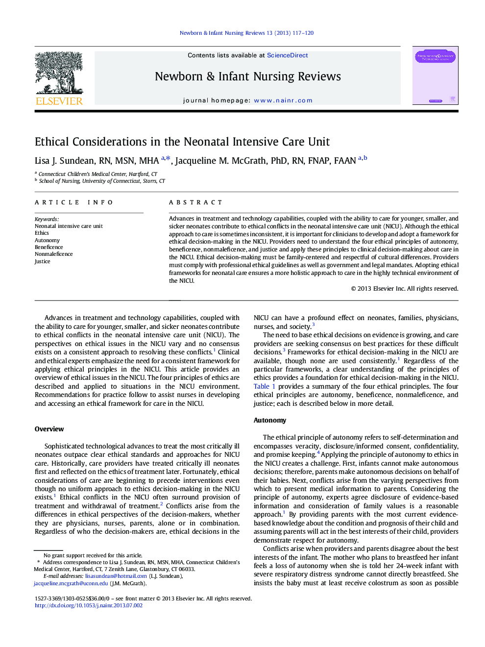 Ethical Considerations in the Neonatal Intensive Care Unit 