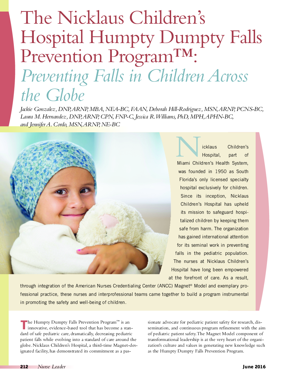 The Nicklaus Children's Hospital Humpty Dumpty Falls Prevention Program™: Preventing Falls in Children Across the Globe
