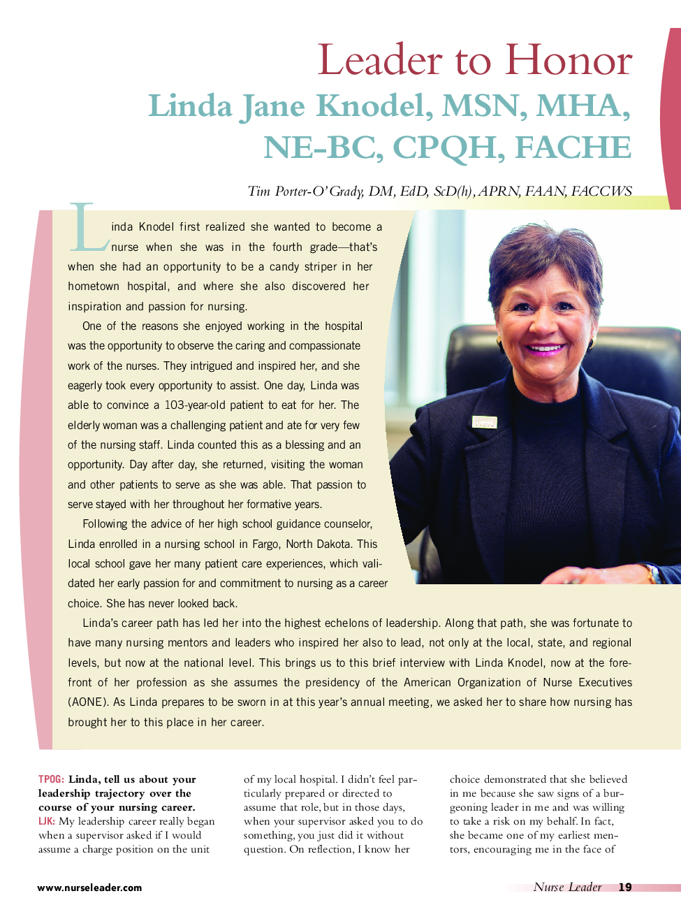 Linda Jane Knodel, MSN, MHA, NE-BC, CPQH, FACHE 