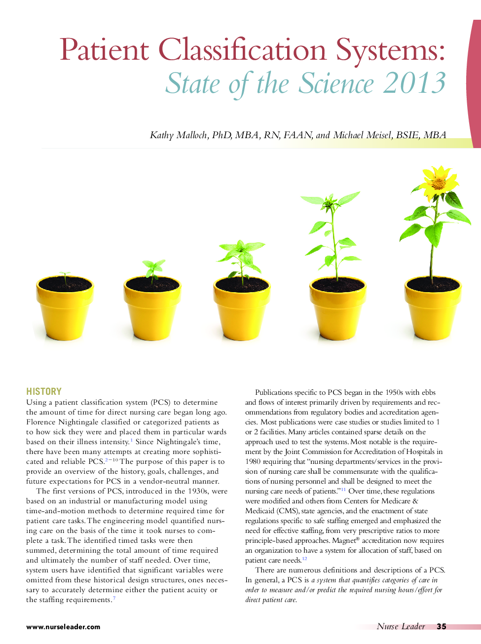 Patient Classification Systems: State of the Science 2013