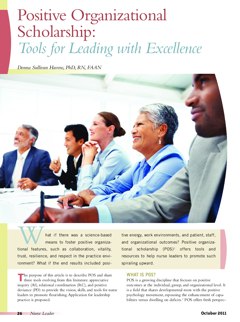 Positive Organizational Scholarship: Tools for Leading with Excellence 