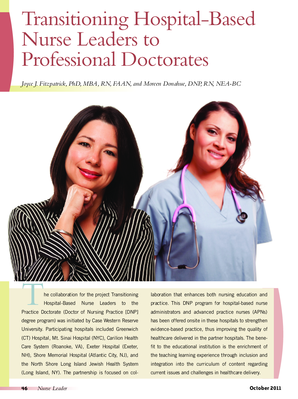 Transitioning Hospital-Based Nurse Leaders to Professional Doctorates