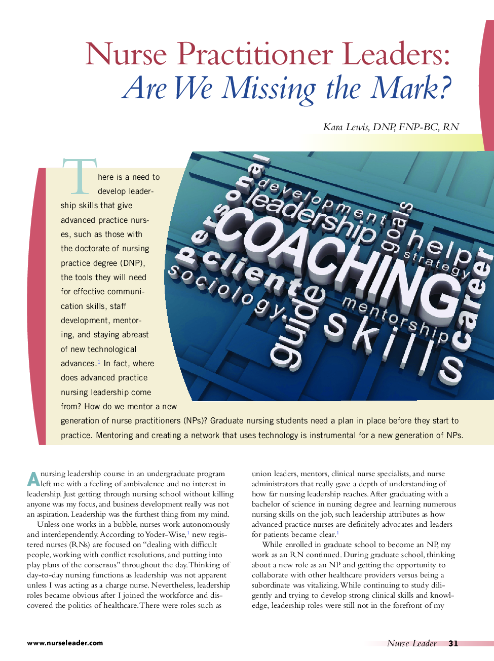 Nurse Practitioner Leaders: Are We Missing the Mark?