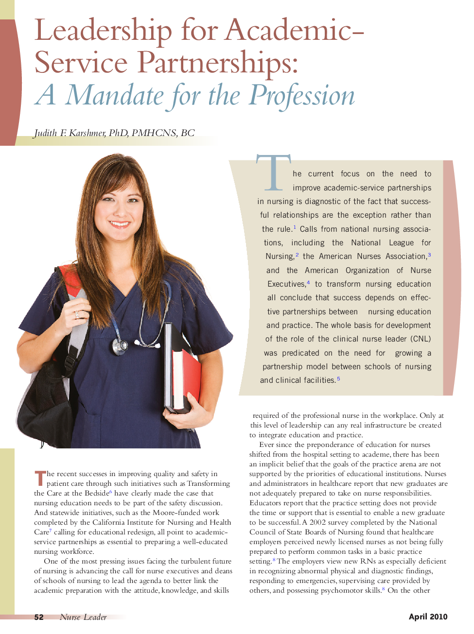 Leadership for Academic-Service Partnerships: A Mandate for the Profession