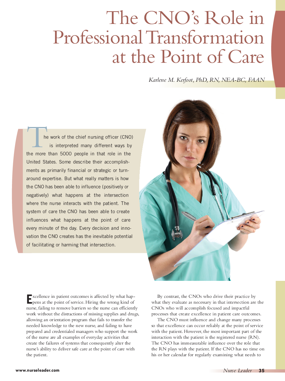 The CNO's Role in Professional Transformation at the Point of Care