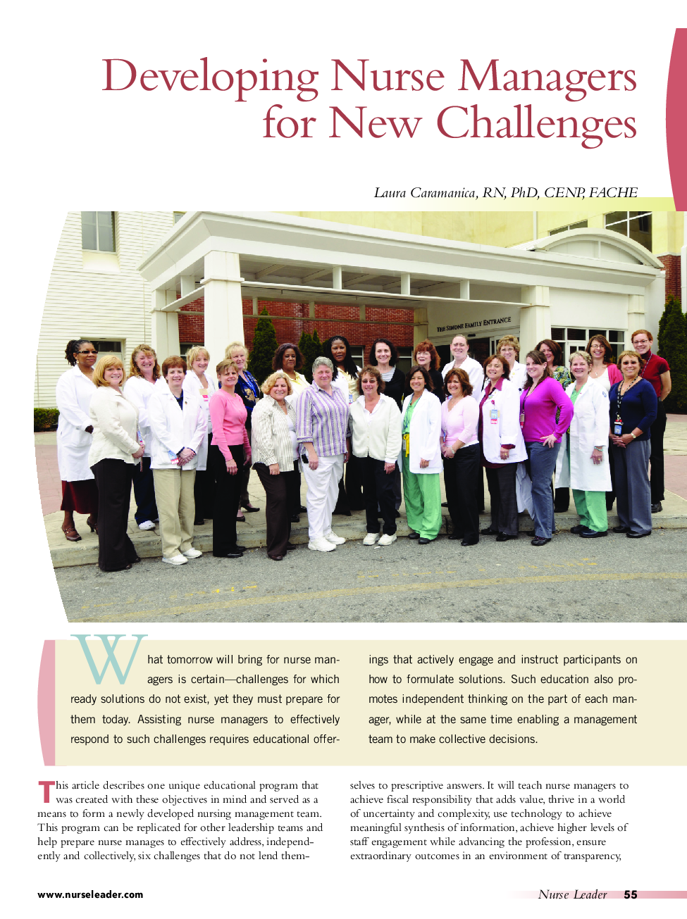 Developing Nurse Managers for New Challenges