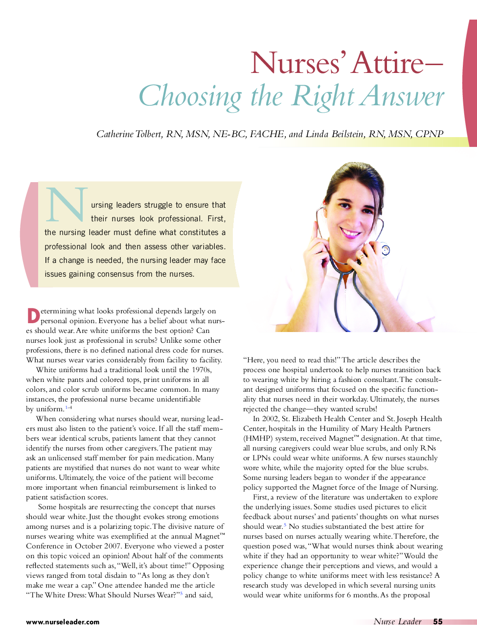 Nurses' Attire–Choosing the Right Answer