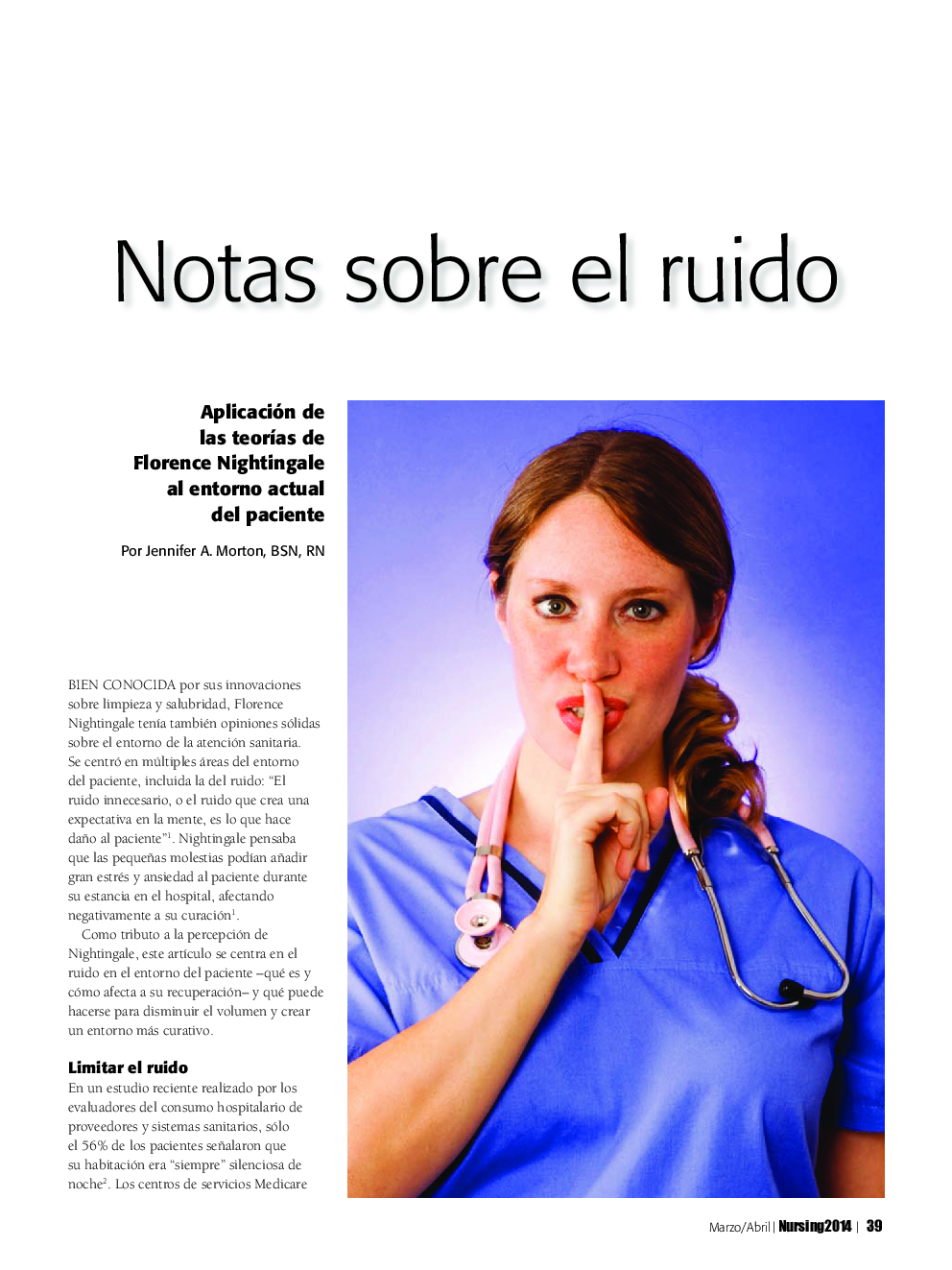 عکس صفحه اول مقاله: Notas sobre el ruido. Aplicación de las teorÃas de Florence Nightingale al entorno actual del paciente Notas sobre el ruido. Aplicación de las teorÃas de Florence Nightingale al entorno actual del paciente