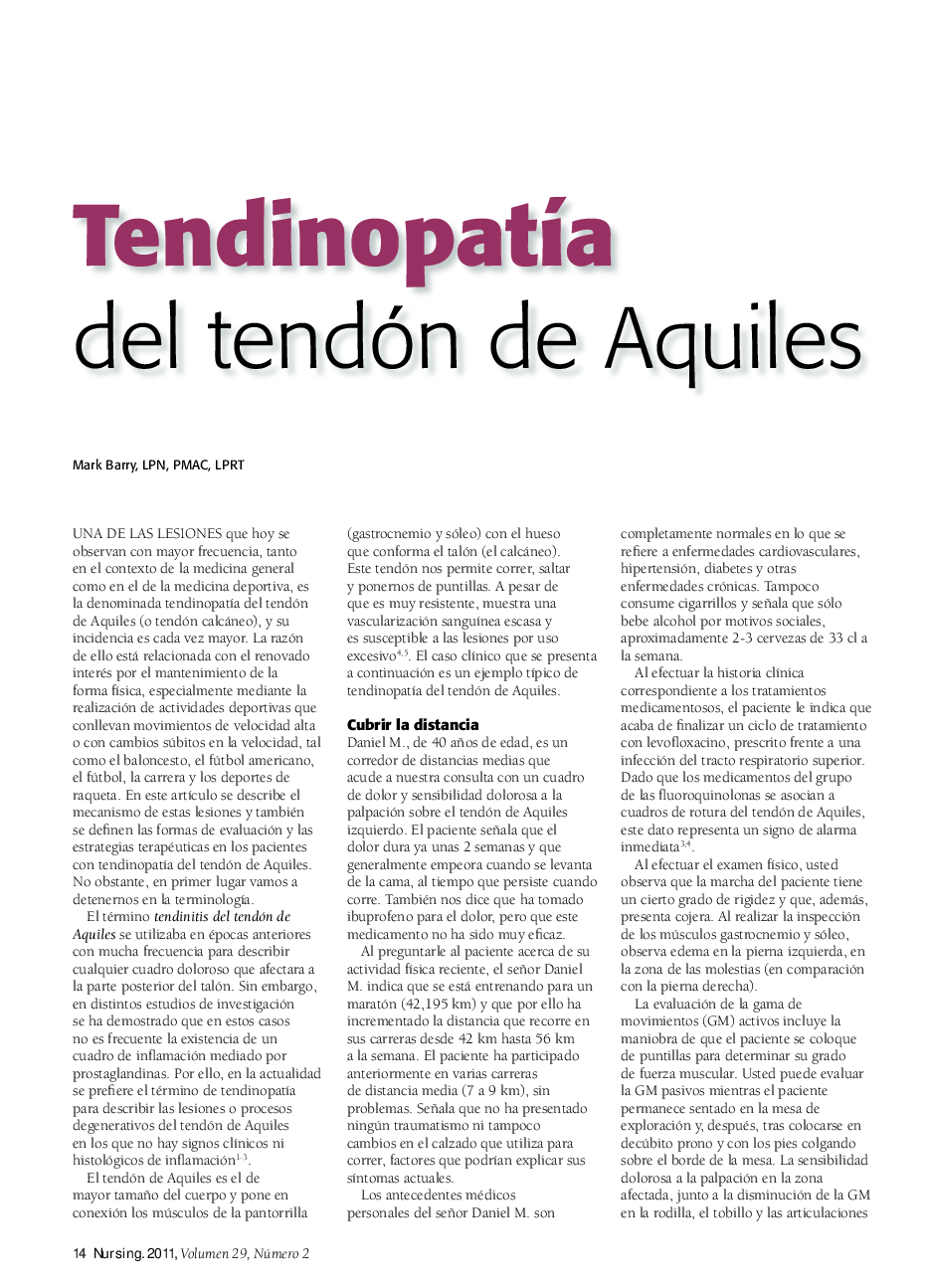 عکس صفحه اول مقاله: TendinopatÃa del tendón de Aquiles TendinopatÃa del tendón de Aquiles