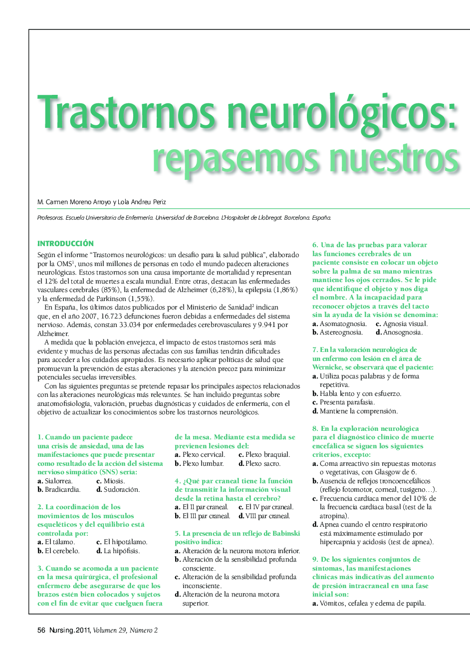 عکس صفحه اول مقاله: Trastornos neurológicos: repasemos nuestros conocimientos Trastornos neurológicos: repasemos nuestros conocimientos