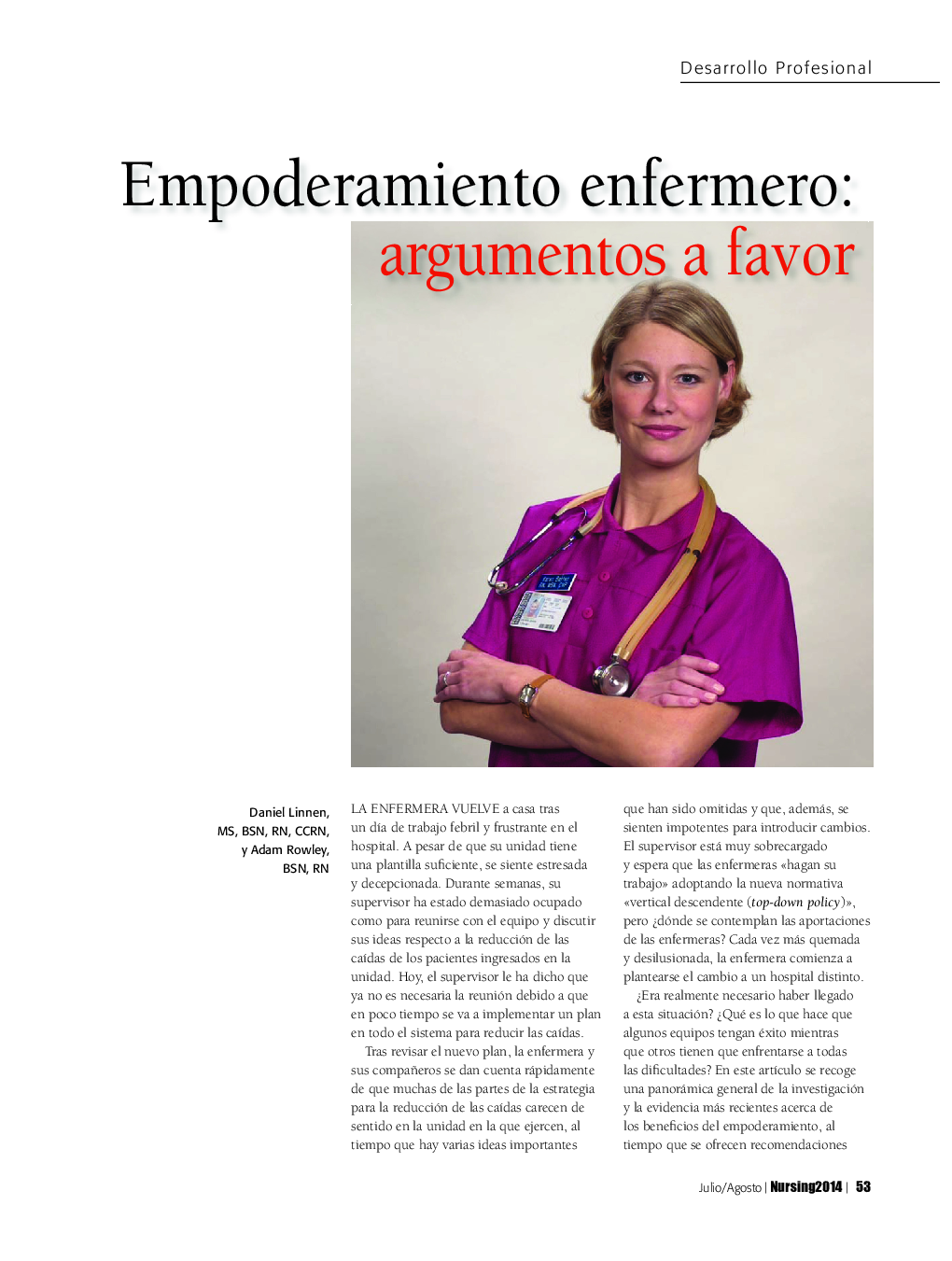 Empoderamietno enfermero: argumentos a favor