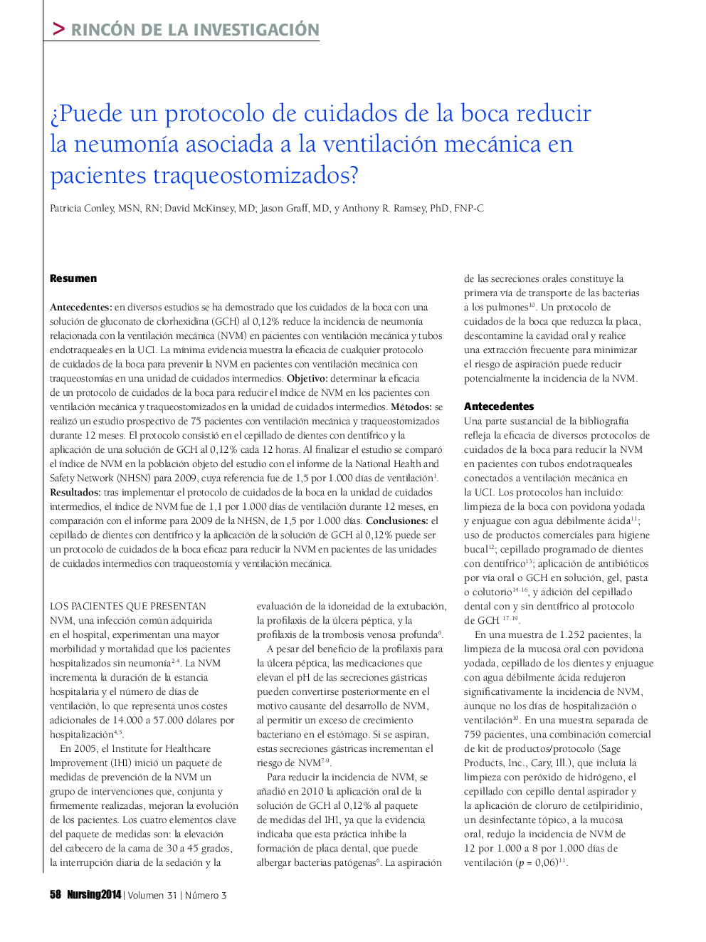 Â¿Puede un protocolo de cuidados de la boca reducir la neumonÃ­a asociada a la ventilación mecánica en pacientes traqueostomizados?