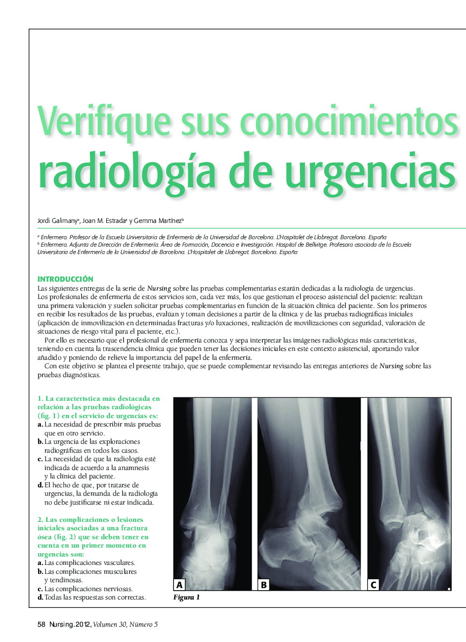 عکس صفحه اول مقاله: Verifique sus conocimientos sobre radiologÃa de urgencias (1) Verifique sus conocimientos sobre radiologÃa de urgencias (1)