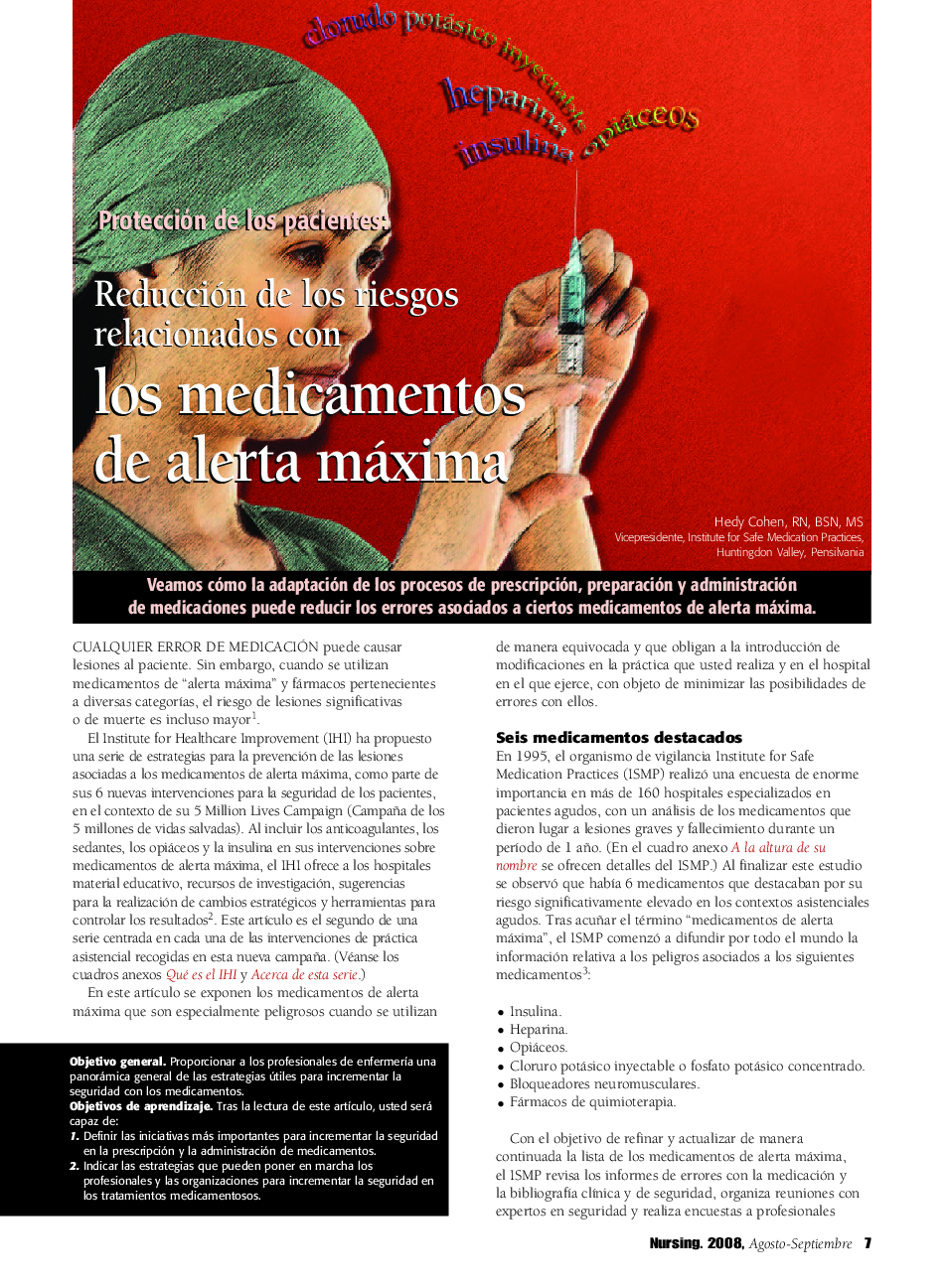 عکس صفحه اول مقاله: Protección dee los pacientes: Reducción de los riesgos relacionados con los medicamentos de alerta máxima Protección dee los pacientes: Reducción de los riesgos relacionados con los medicamentos de alerta máxima