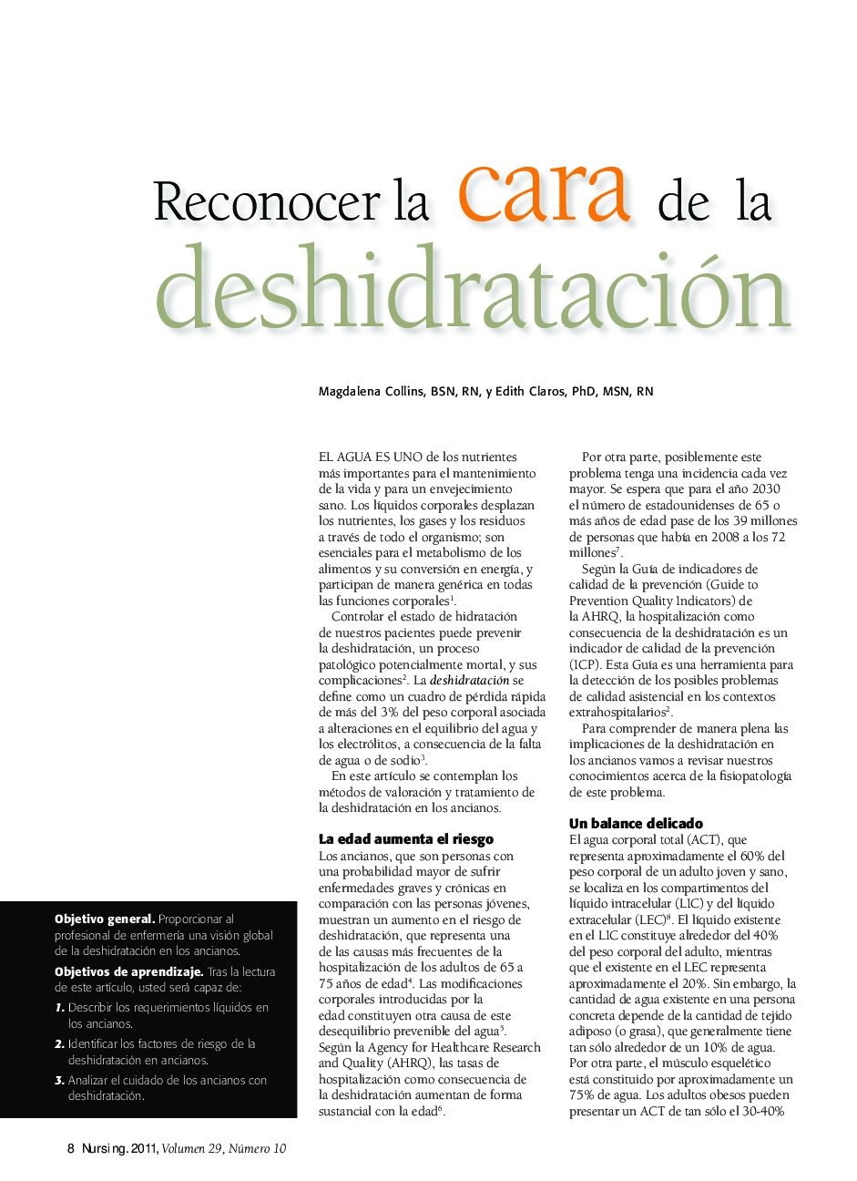 عکس صفحه اول مقاله: Reconocer la cara de la deshidratación Reconocer la cara de la deshidratación