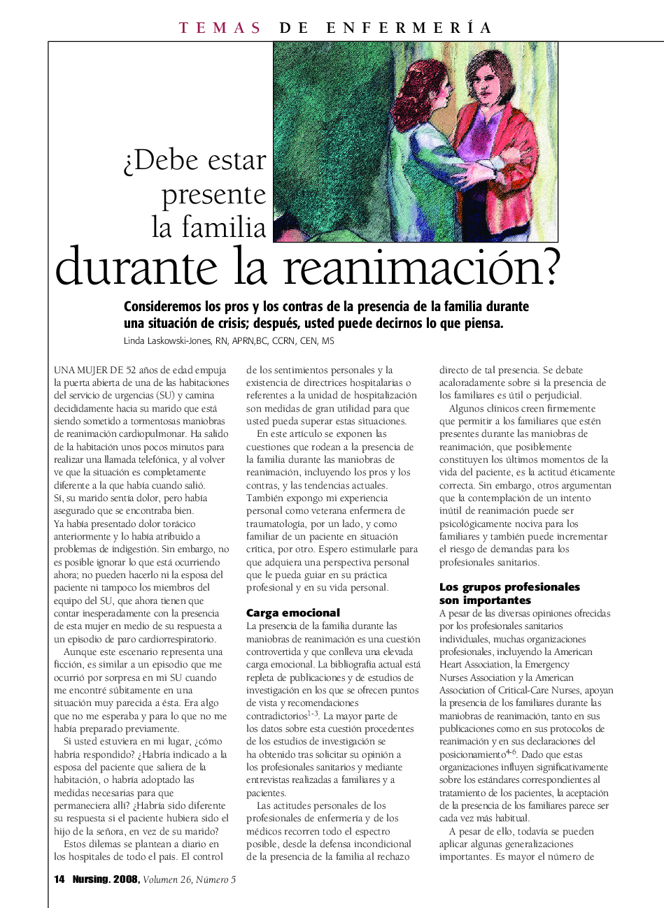 عکس صفحه اول مقاله: ¿Debe estar presente la familia durante la reanimación? ¿Debe estar presente la familia durante la reanimación?