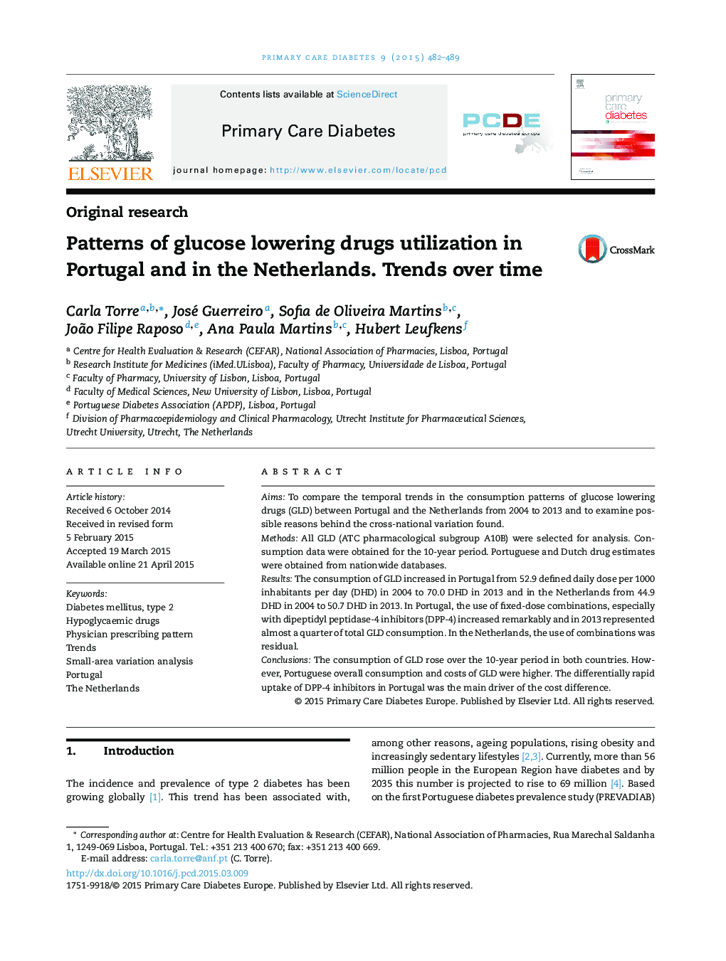 Patterns of glucose lowering drugs utilization in Portugal and in the Netherlands. Trends over time