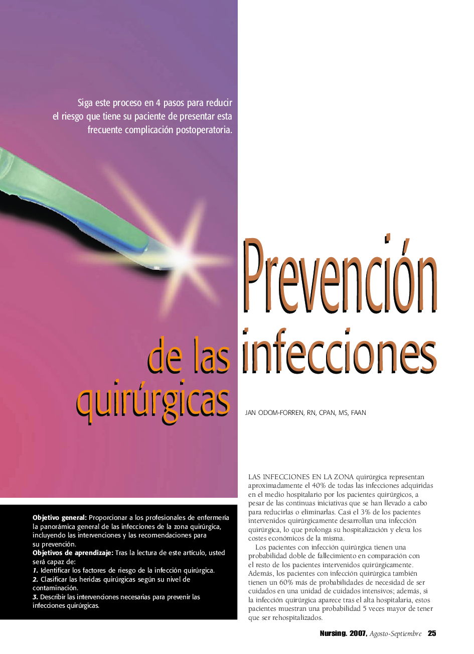 عکس صفحه اول مقاله: Prevención de las infecciones quirúrgicas Prevención de las infecciones quirúrgicas