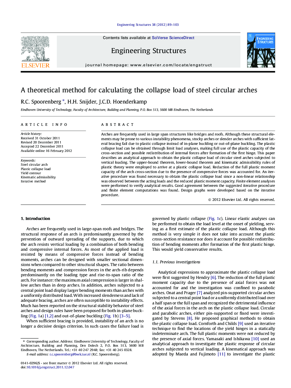 A theoretical method for calculating the collapse load of steel circular arches