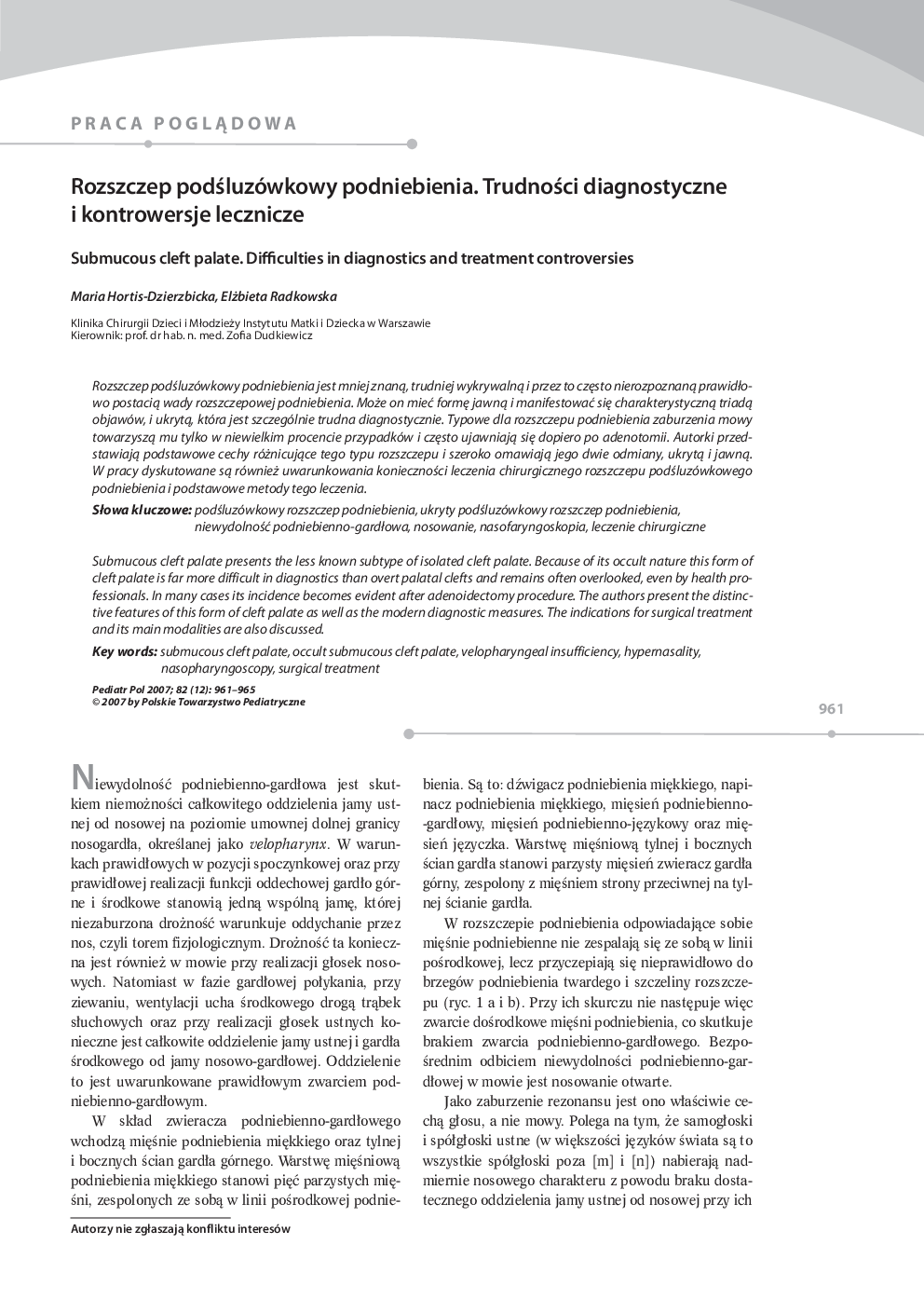 عکس صفحه اول مقاله: Rozszczep podÅluzówkowy podniebienia. TrudnoÅci diagnostyczne i kontrowersje lecznicze Rozszczep podÅluzówkowy podniebienia. TrudnoÅci diagnostyczne i kontrowersje lecznicze