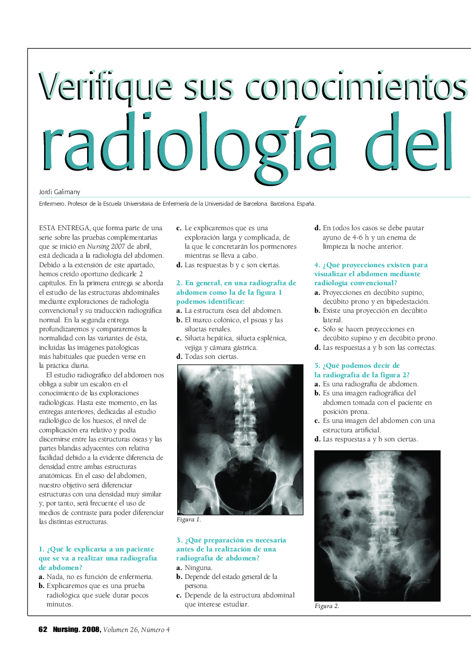 عکس صفحه اول مقاله: Verifique sus conocimientos sobre radiologÃa del abdomen (I) Verifique sus conocimientos sobre radiologÃa del abdomen (I)
