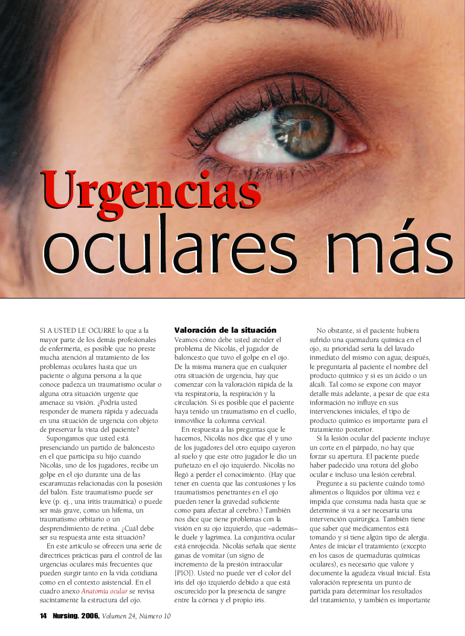 Urgencias oculares más habituales