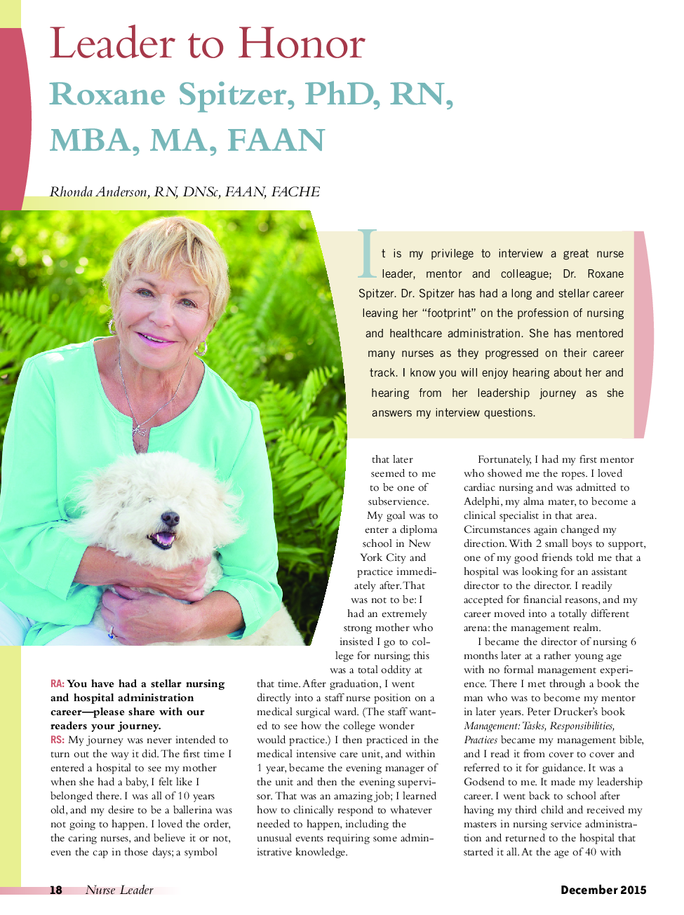 Roxane Spitzer, PhD, RN, MBA, MA, FAAN