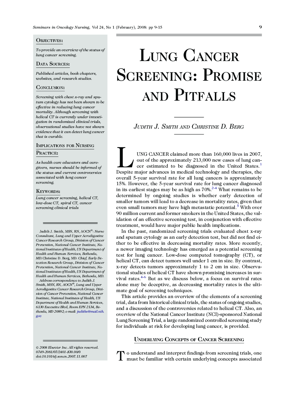 Lung Cancer Screening: Promise and Pitfalls