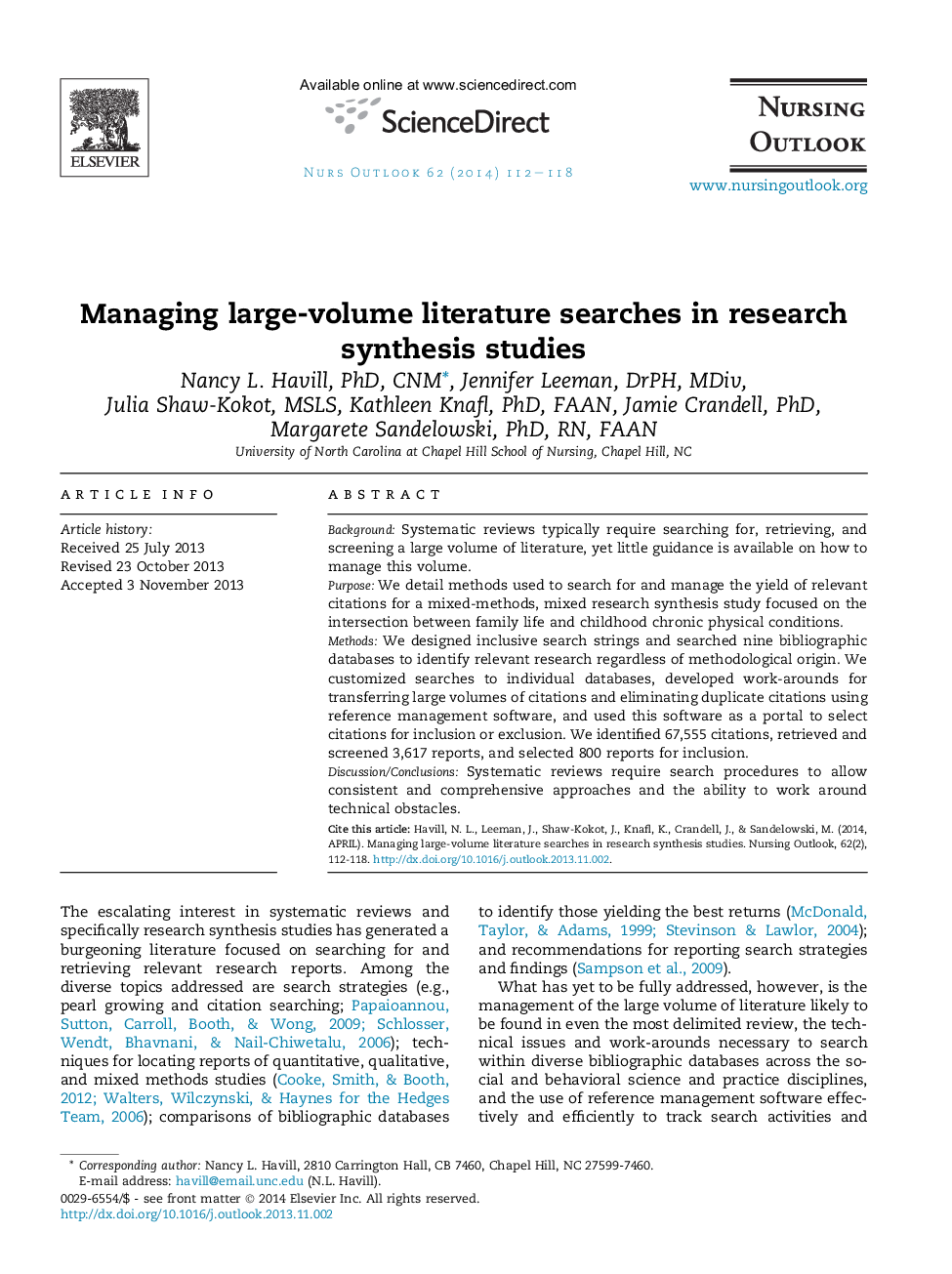 Managing large-volume literature searches in research synthesis studies