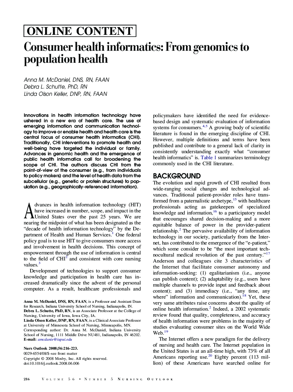 Consumer health informatics: From genomics to population health