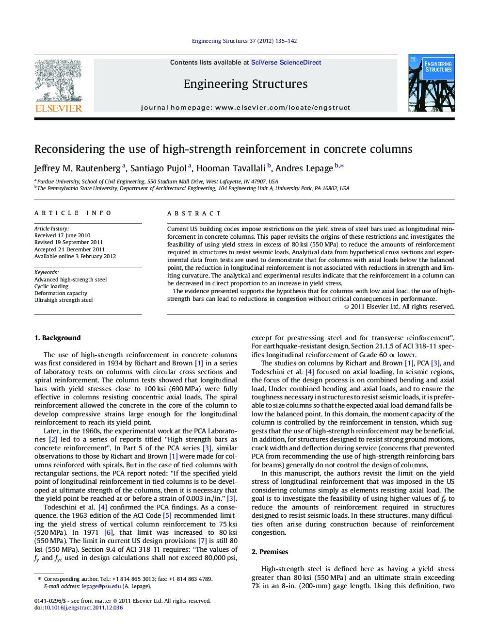 Reconsidering the use of high-strength reinforcement in concrete columns