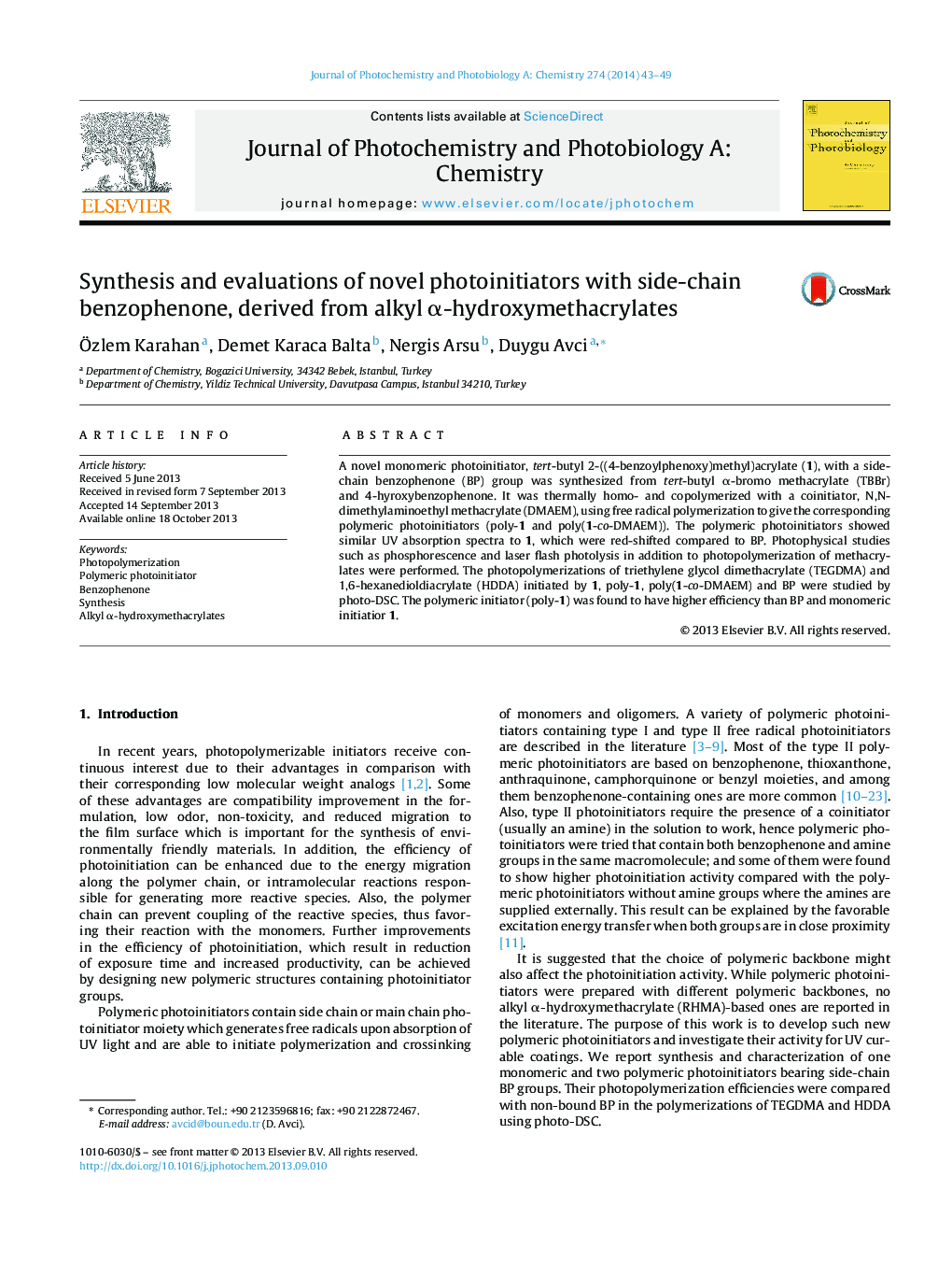 Synthesis and evaluations of novel photoinitiators with side-chain benzophenone, derived from alkyl α-hydroxymethacrylates