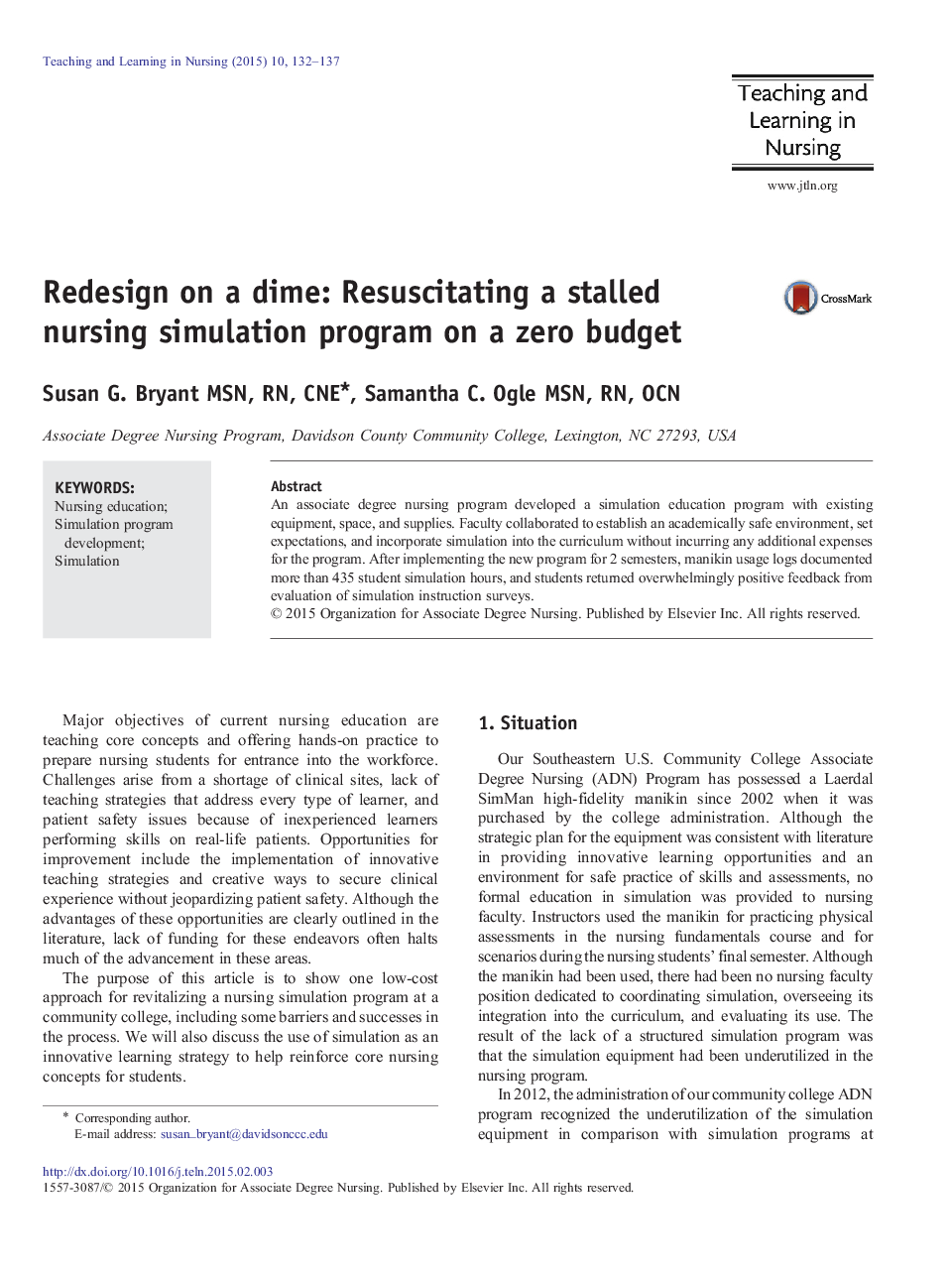 Redesign on a dime: Resuscitating a stalled nursing simulation program on a zero budget