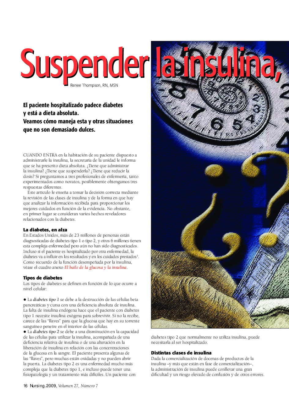 عکس صفحه اول مقاله: Suspender la insulina, o quizá no Suspender la insulina, o quizá no