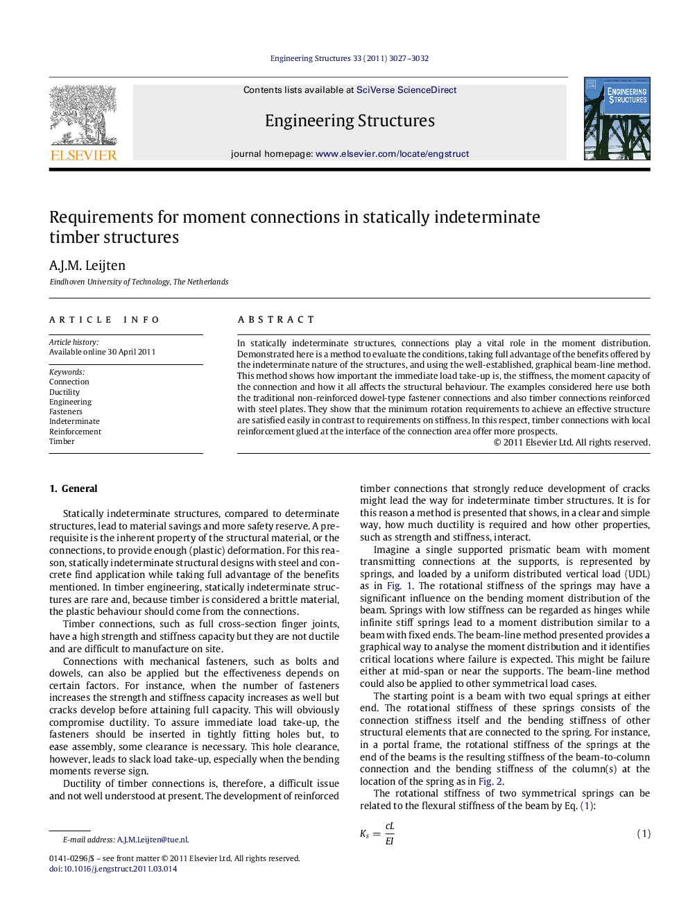 Requirements for moment connections in statically indeterminate timber structures