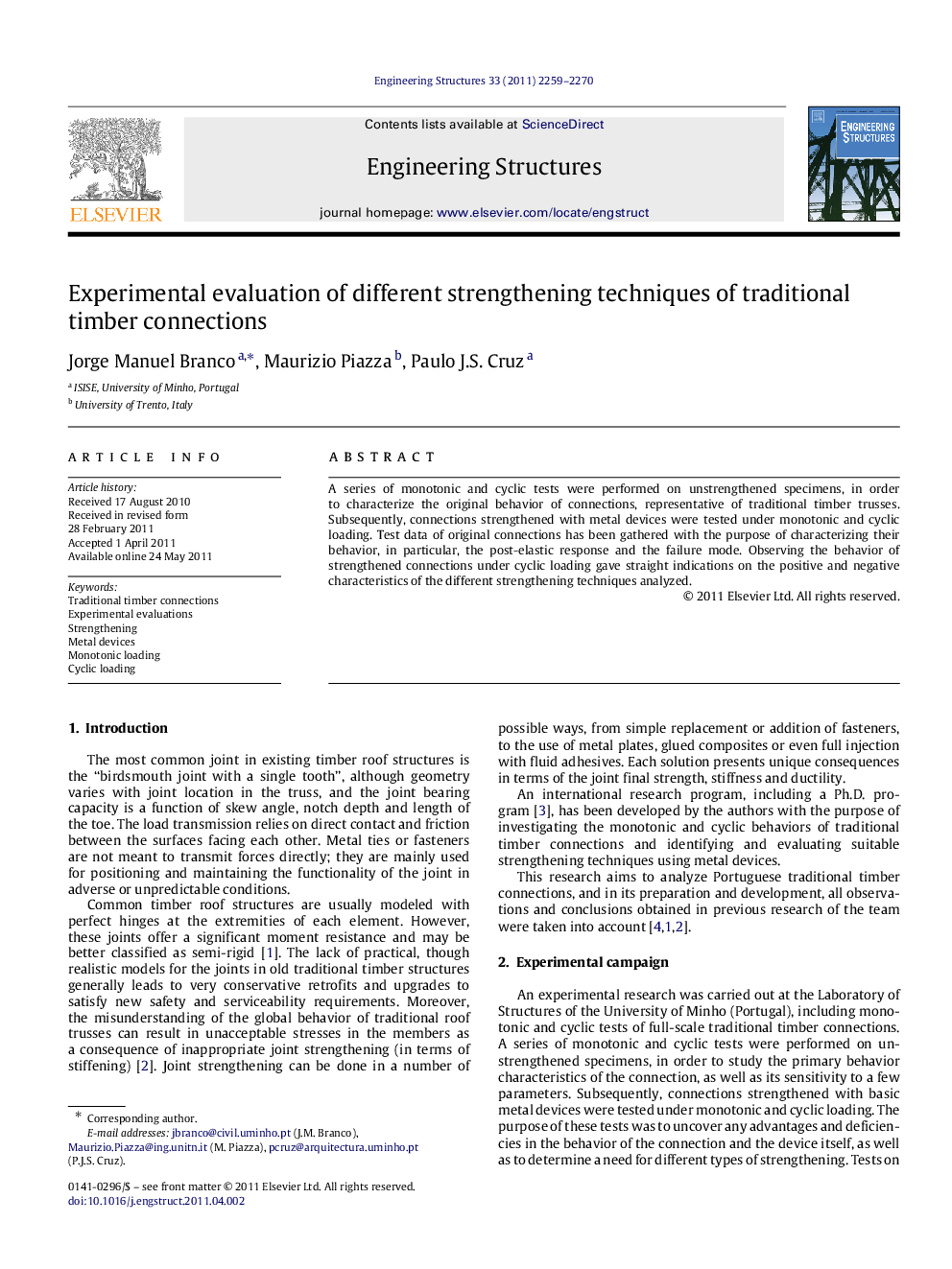 Experimental evaluation of different strengthening techniques of traditional timber connections