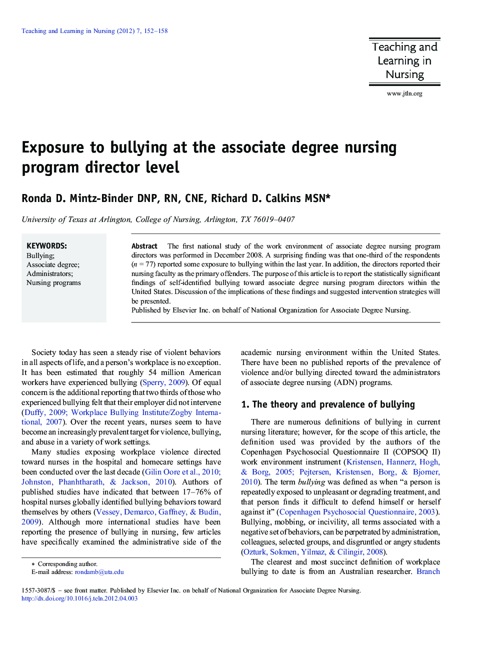 Exposure to bullying at the associate degree nursing program director level