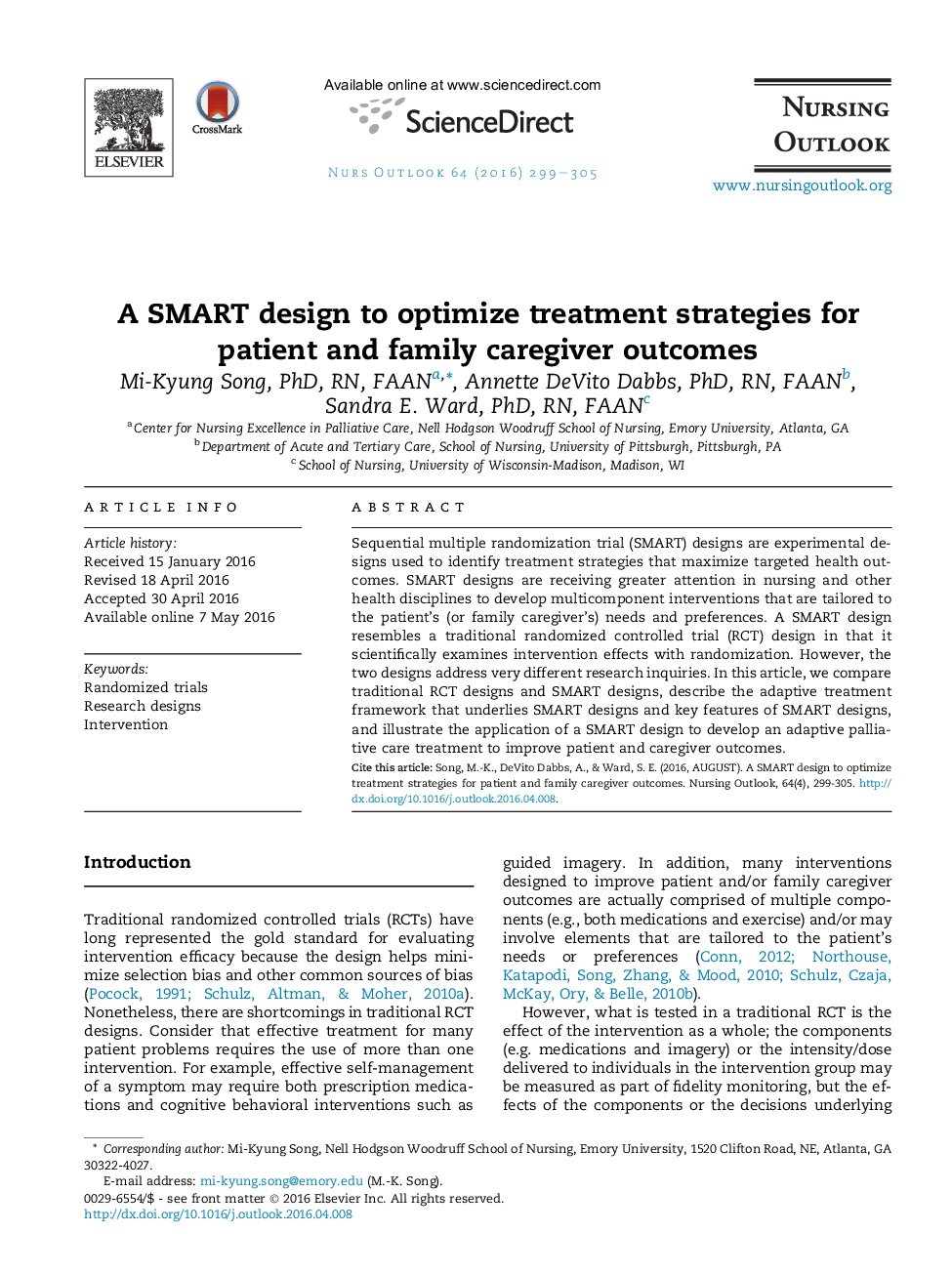 A SMART design to optimize treatment strategies for patient and family caregiver outcomes