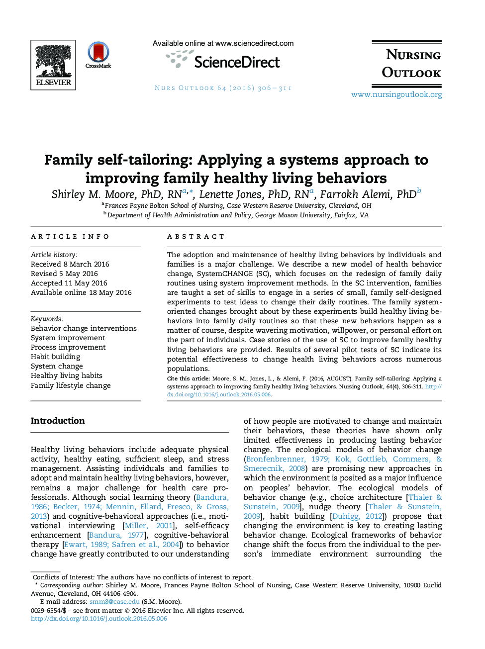 Family self-tailoring: Applying a systems approach to improving family healthy living behaviors 