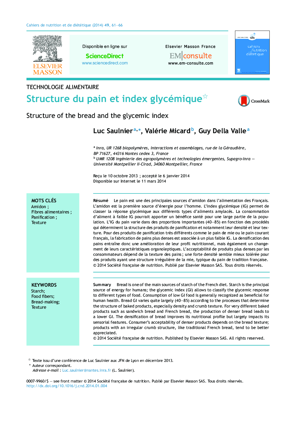 Structure du pain et index glycémique